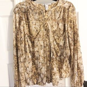 MNG by Mango Snakeskin Long-Sleeve Top Sz Medium
